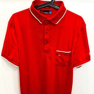 J. Lindeberg Polo Shirt Mens Large Red Golf Short Sleeve Athleisure Regular Fit